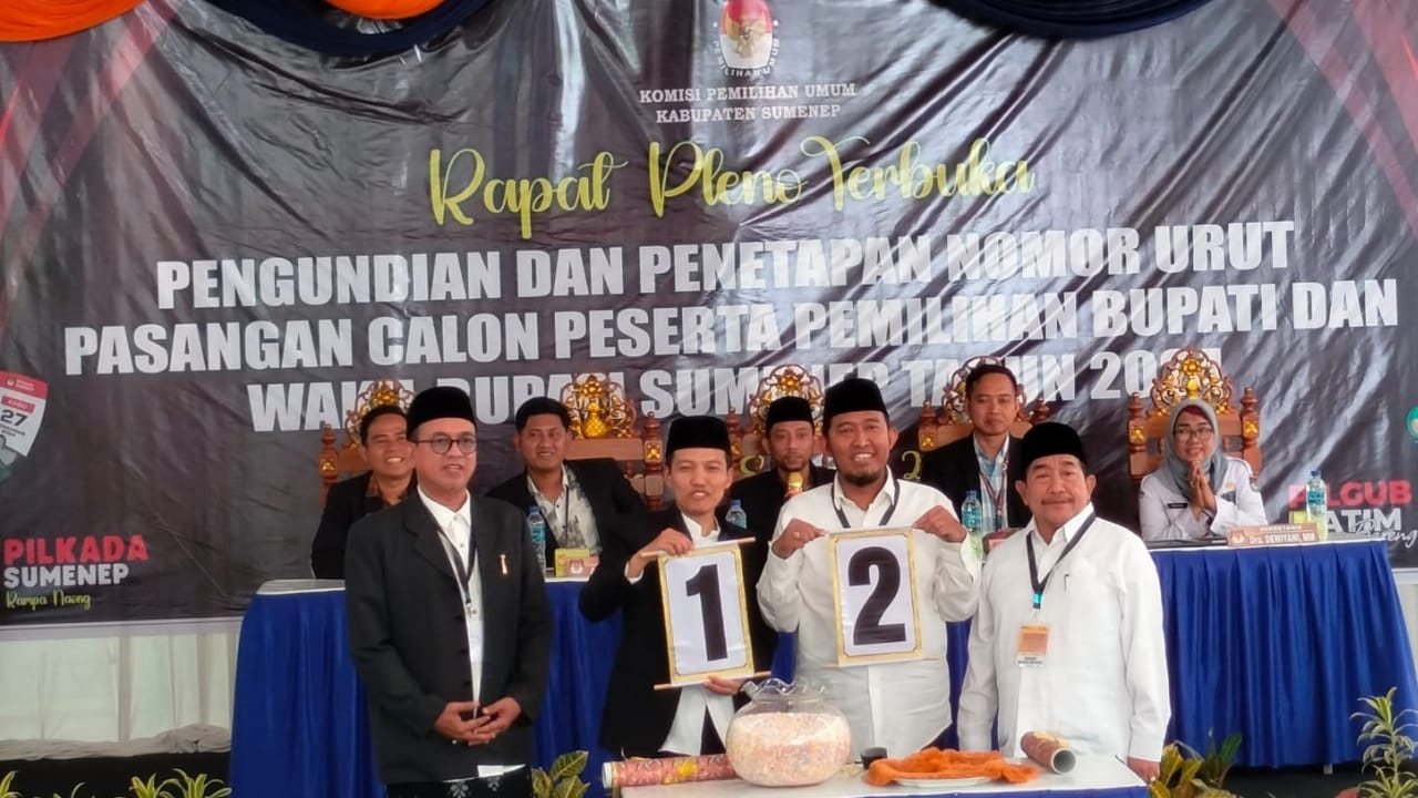 KPU Sumenep Tetapkan Nomor Urut Paslon Pada Pilkada 2024